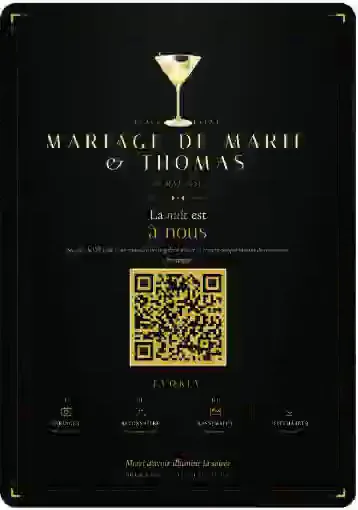 Affiche Evokly avec QR code posée sur les tables de l'événement